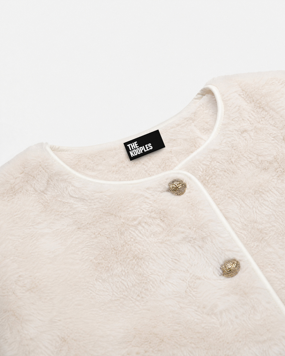 Ecru faux fur jacket
