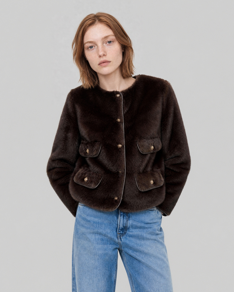 Brown faux fur jacket