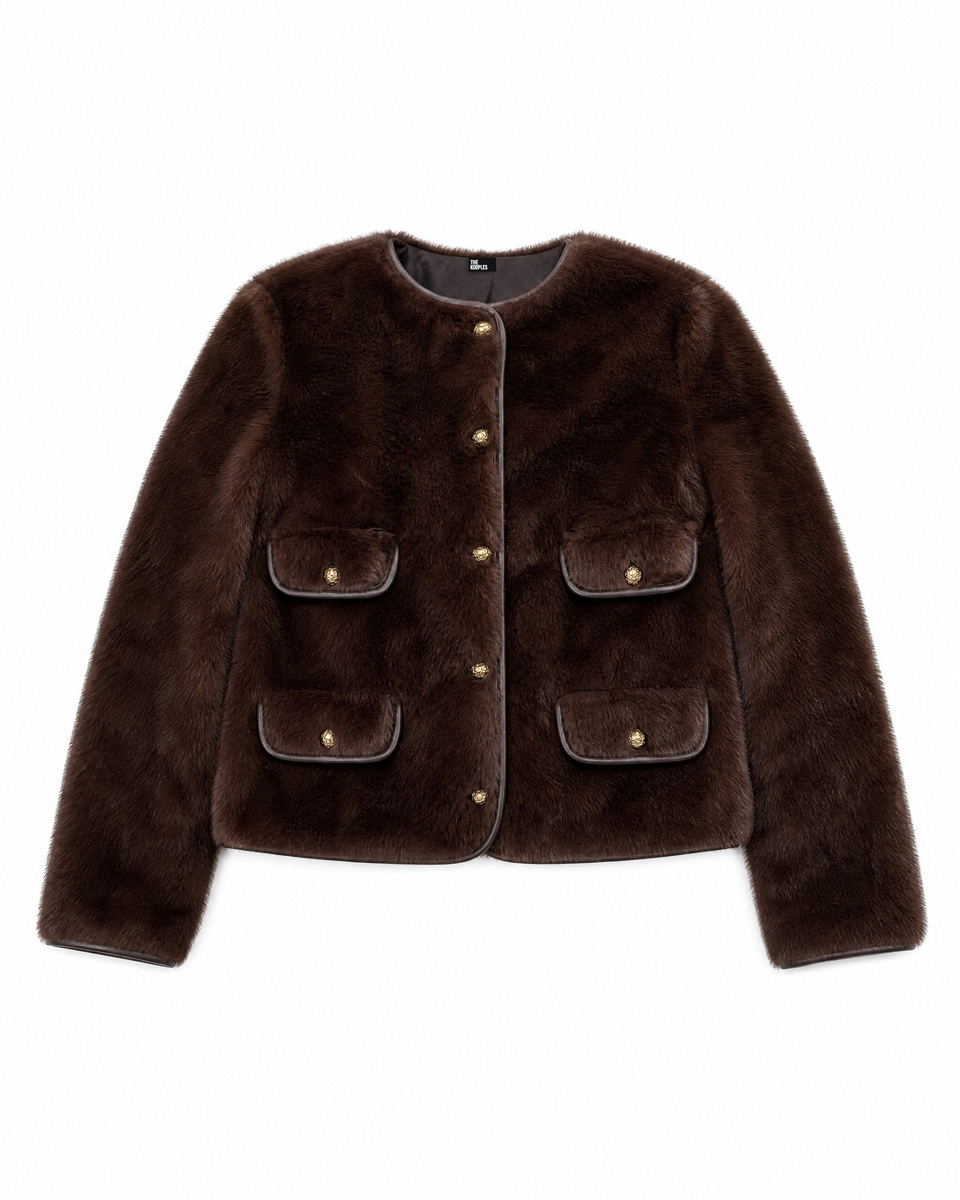 Brown faux fur jacket