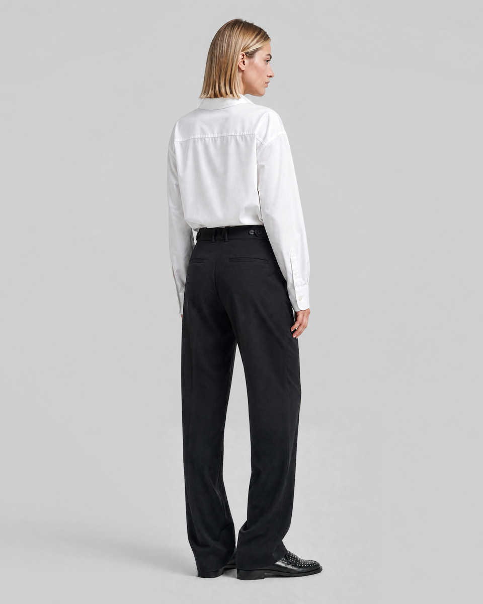 Straight-leg black wool-blend suit pants