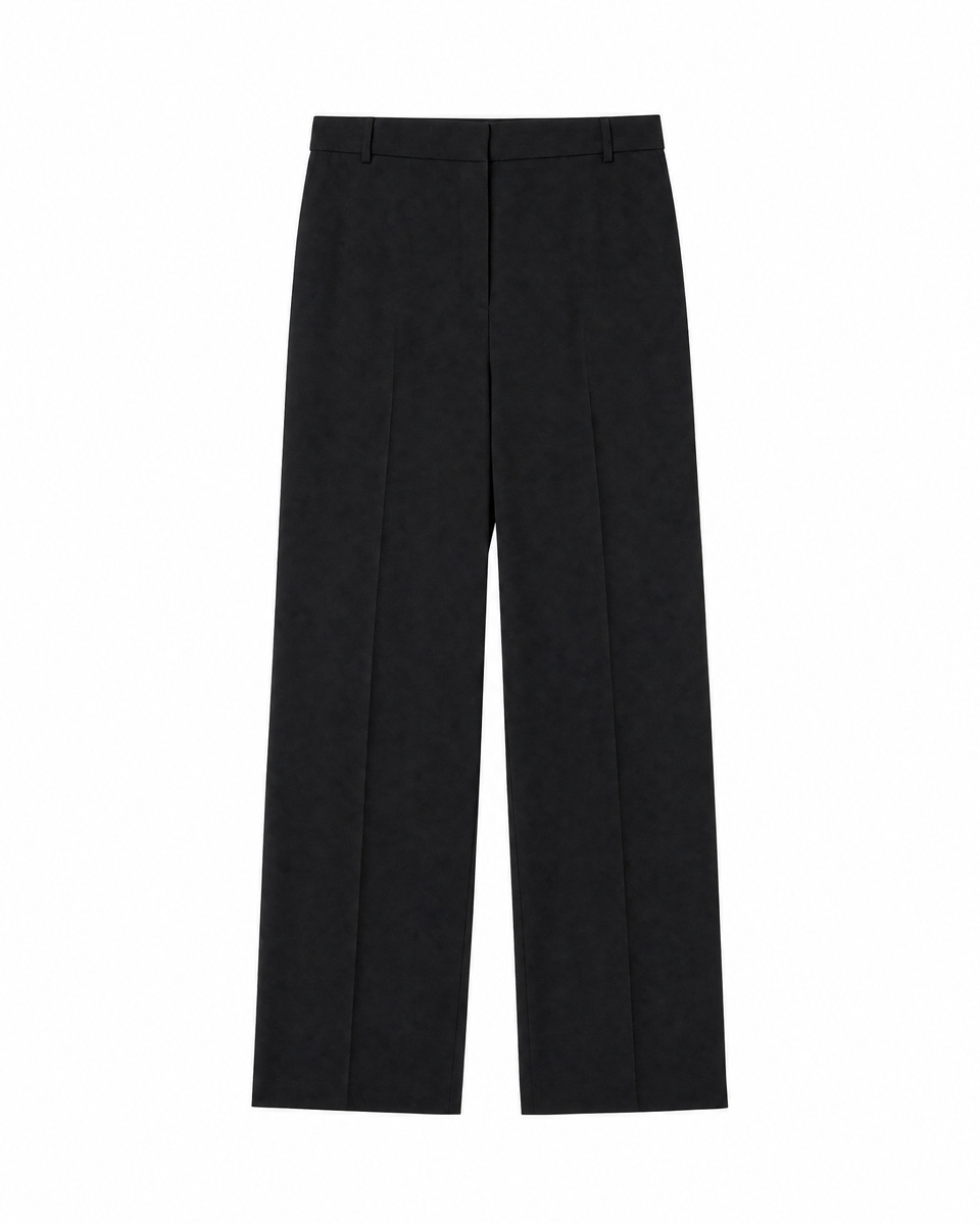 Straight-leg black wool-blend suit pants