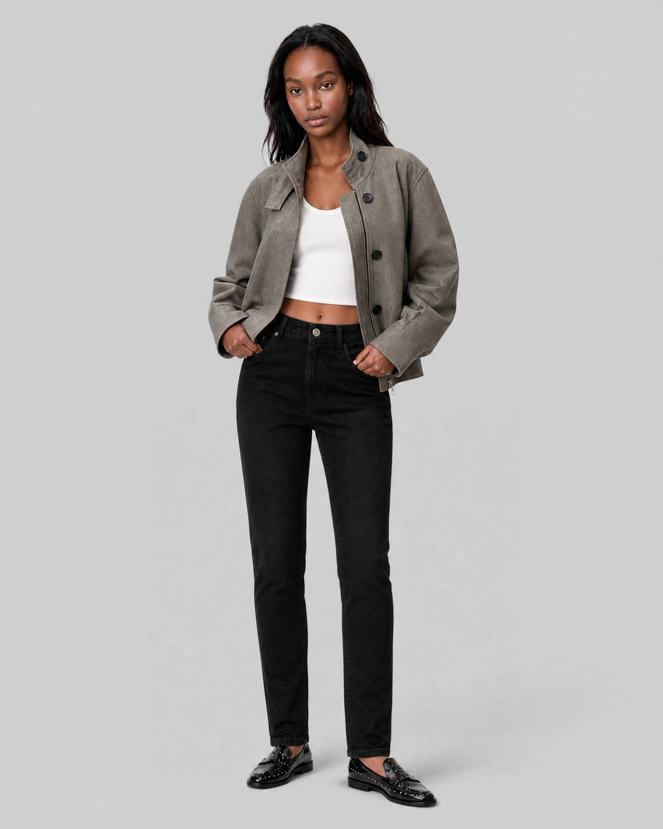 Black slim-fit jeans