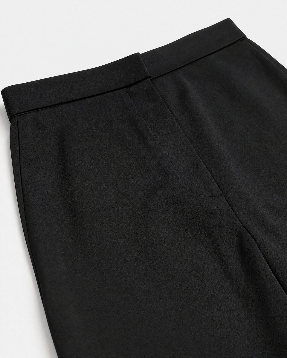 Wide-leg black satin pants
