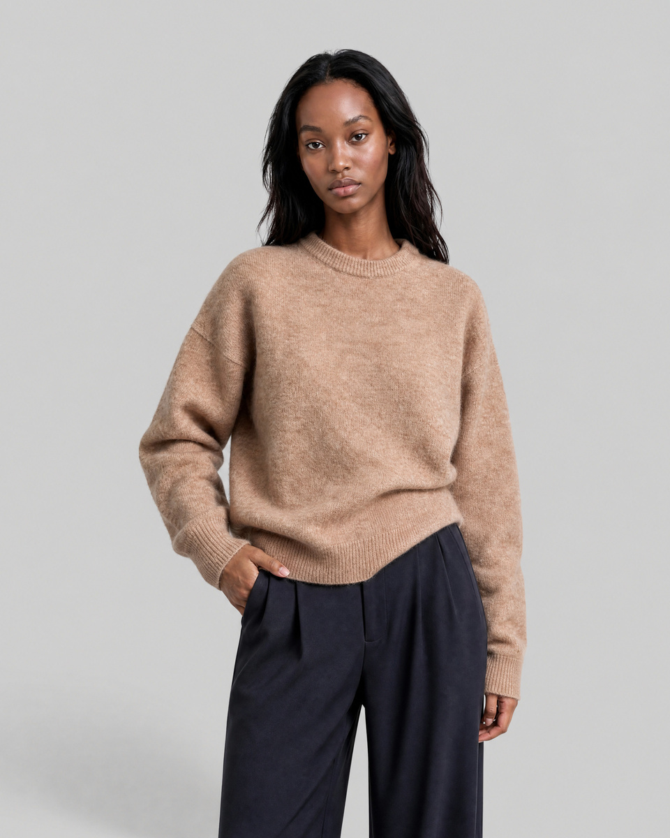 Beige Mohair-Blend Sweater