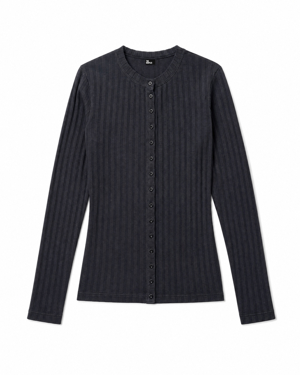 Black Long-Sleeve Cotton Top