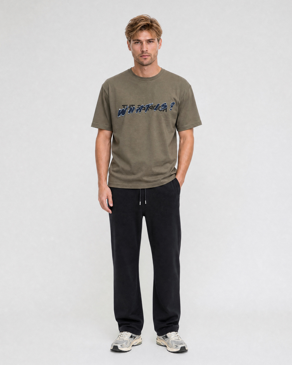 Black straight-leg jogging bottoms