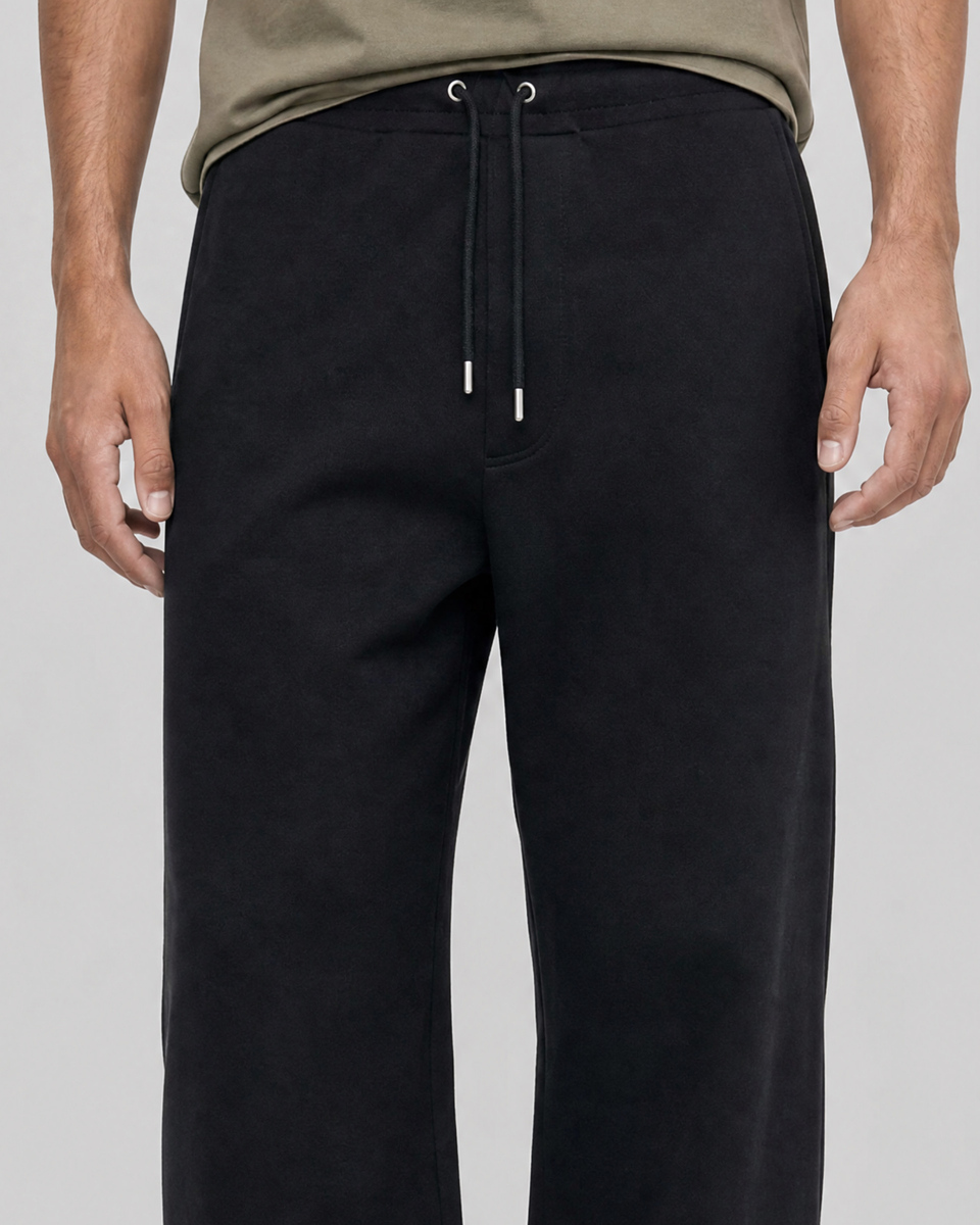 Black straight-leg jogging bottoms