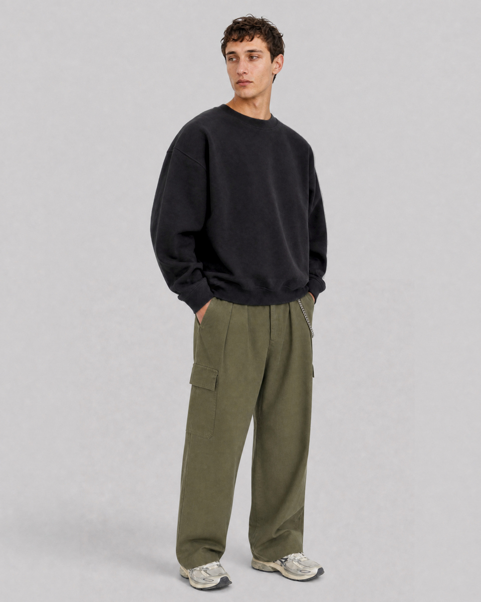 Black Crew-Neck Sweatshirt