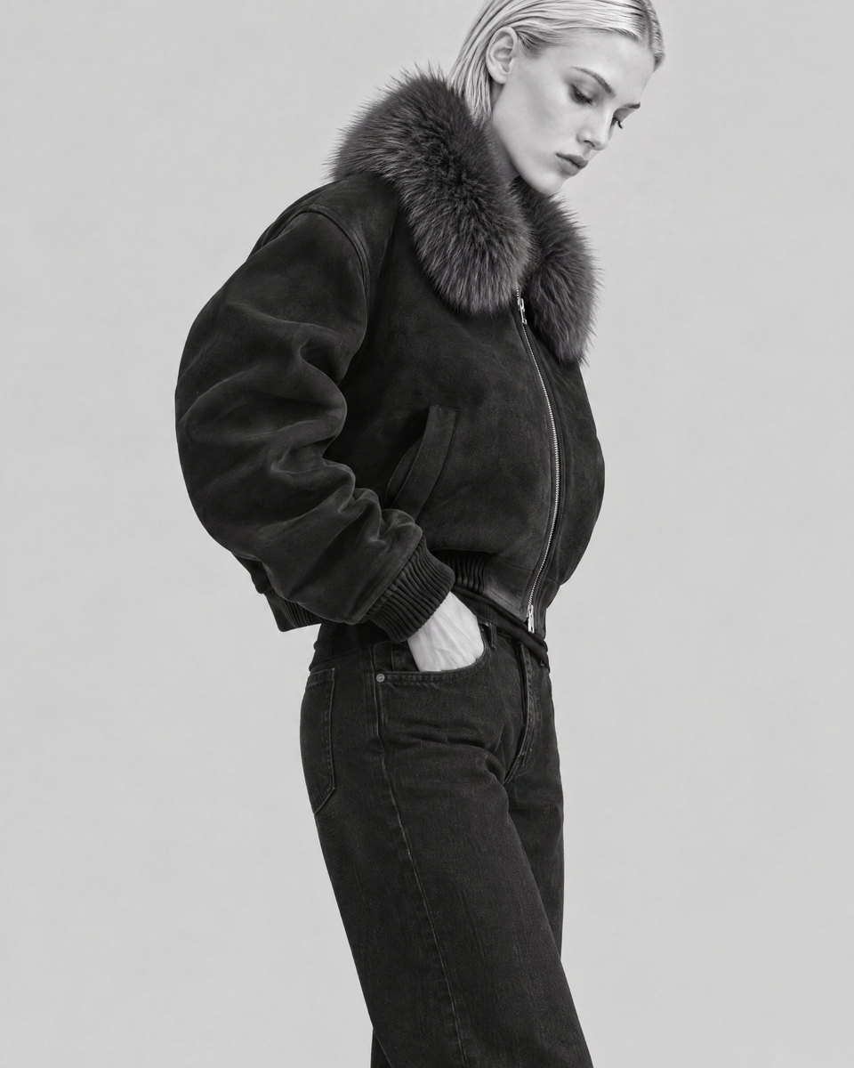 Black Jacket with Faux Fur Collar
