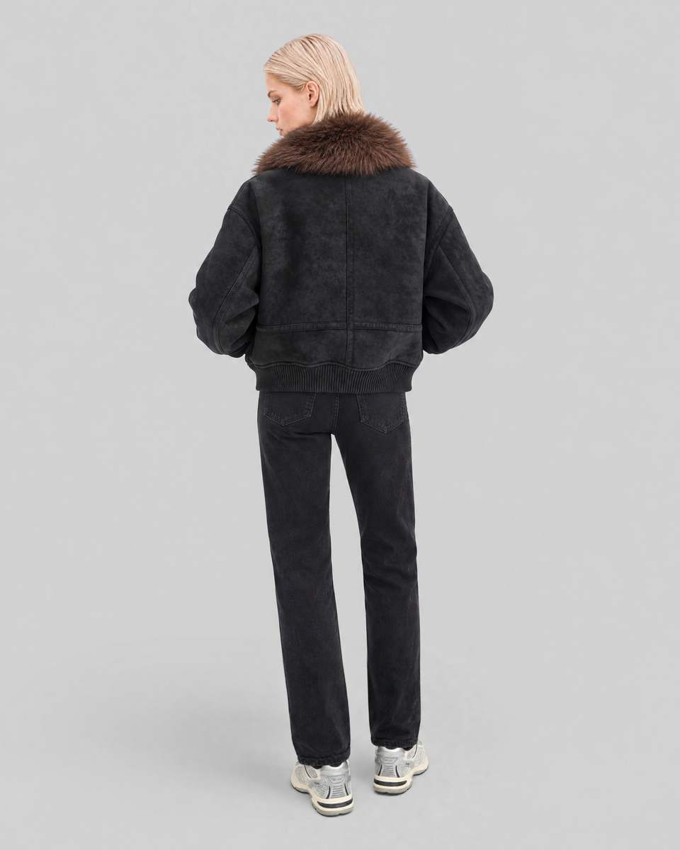 Black Jacket with Faux Fur Collar