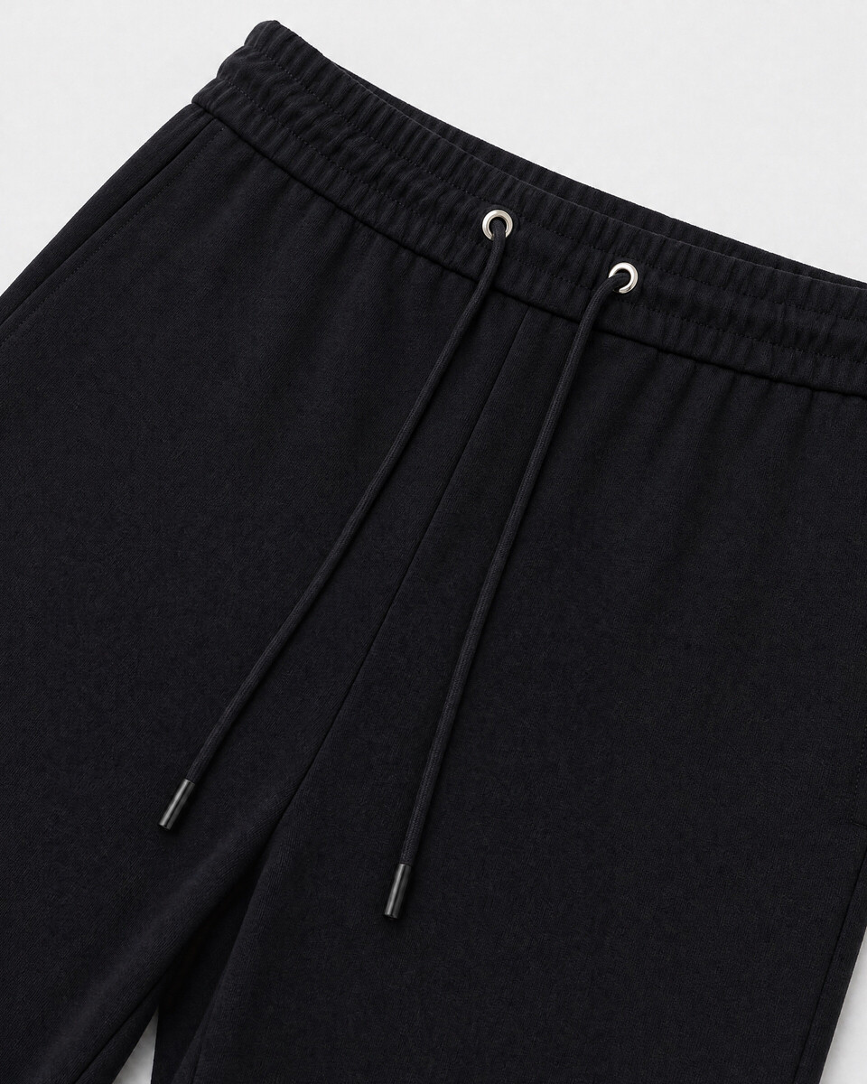 Black straight-leg wool pants