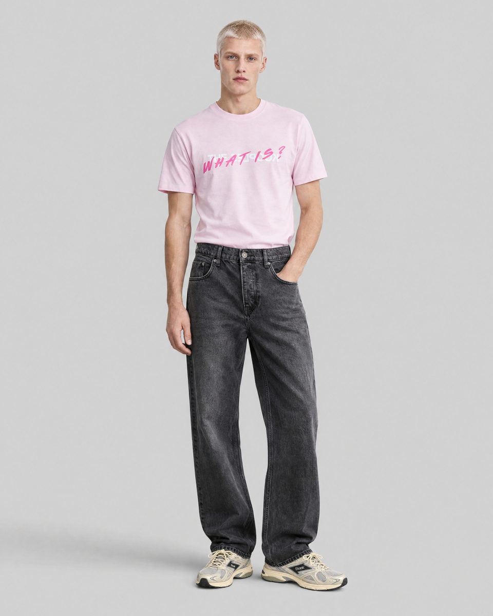 Black, faded-wash jeans