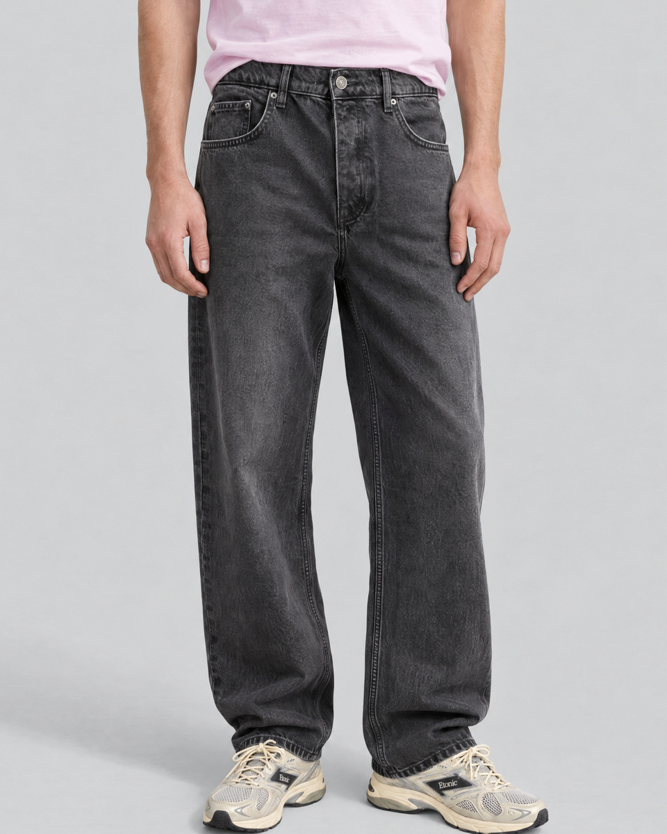 Black, faded-wash jeans