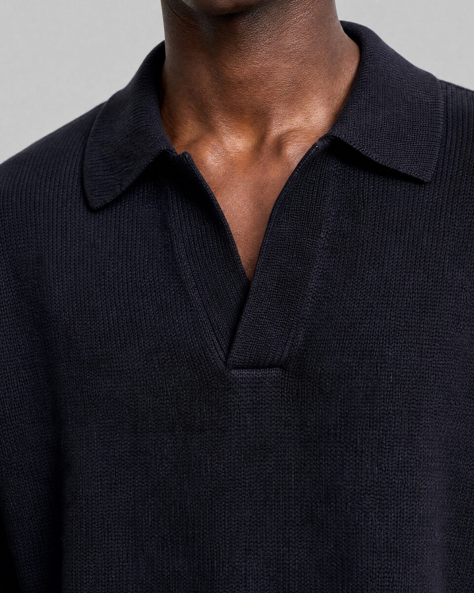 Navy Wool Polo-Neck Sweater