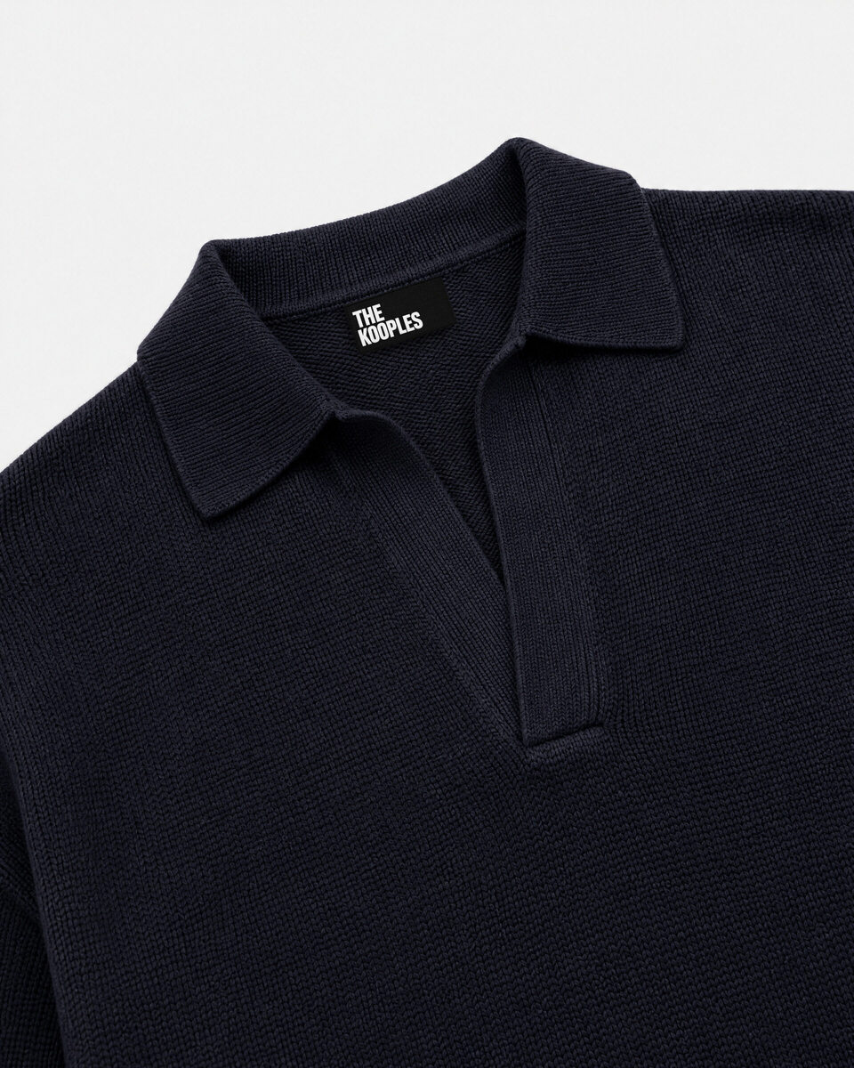 Navy Wool Polo-Neck Sweater
