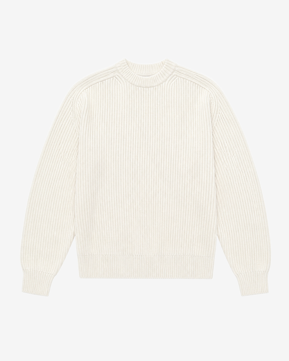 Ecru Wool Crew-Neck Sweater