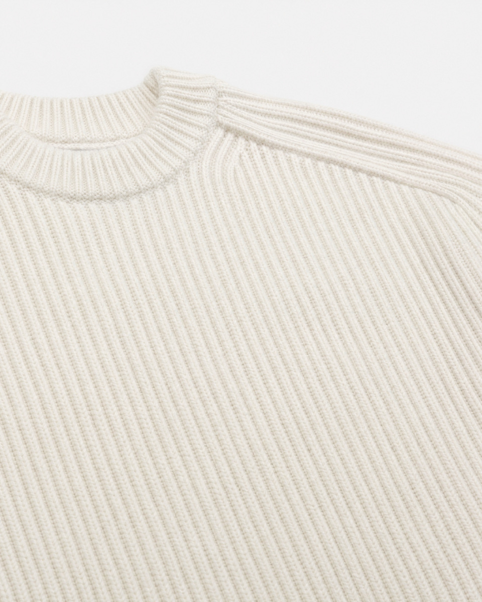 Ecru Wool Crew-Neck Sweater
