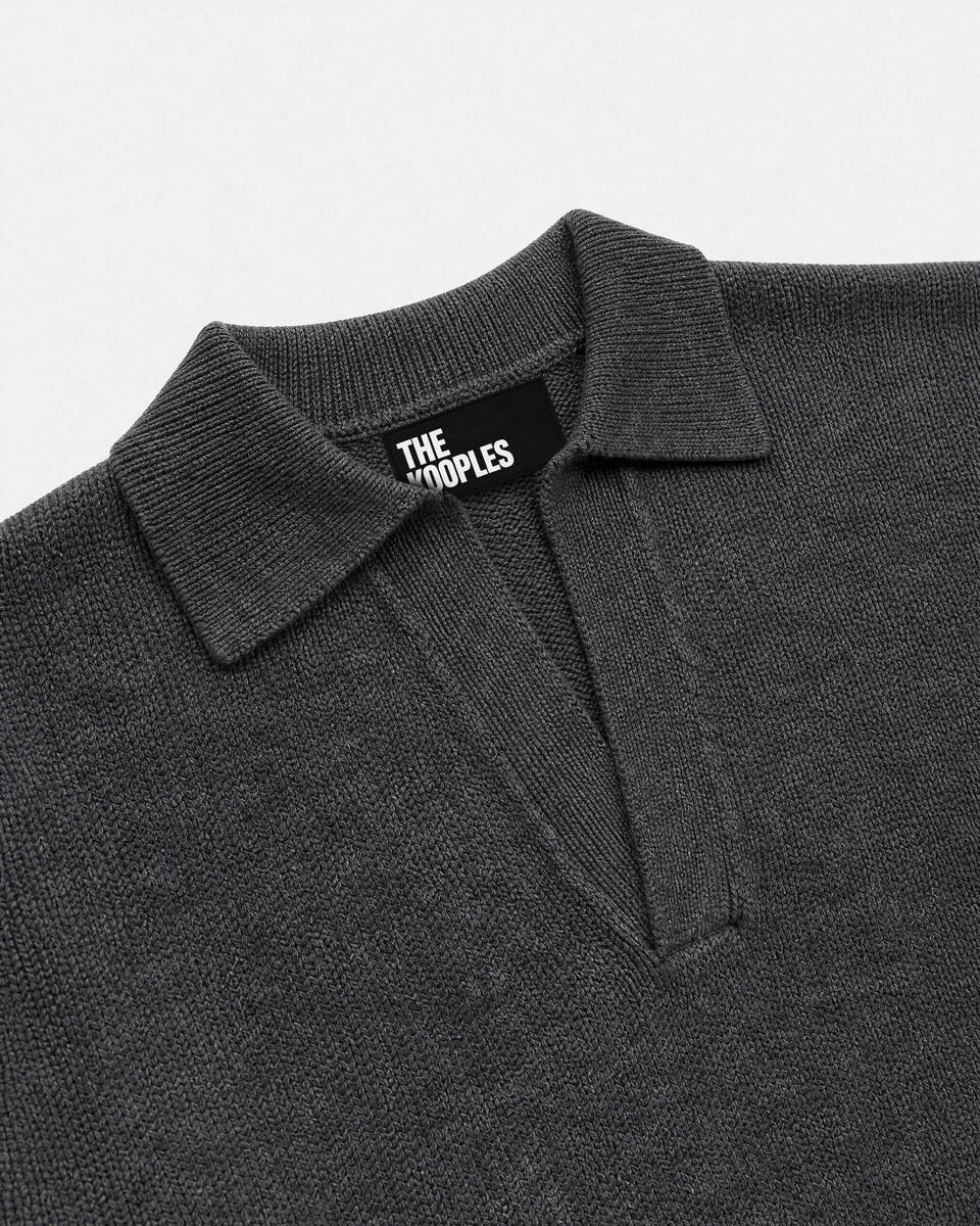 Gray wool polo-neck sweater