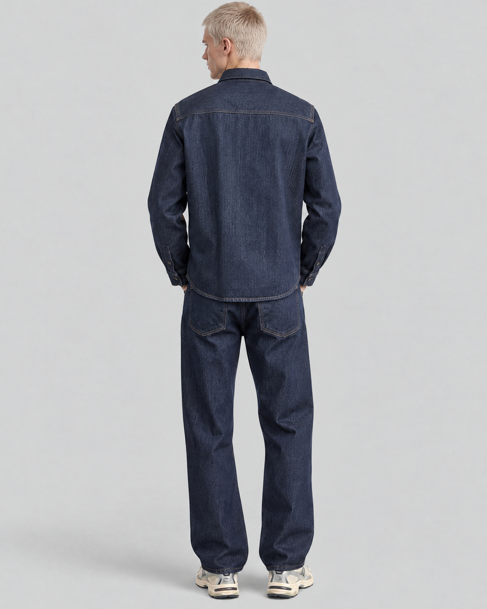 Straight-leg raw denim jeans in blue