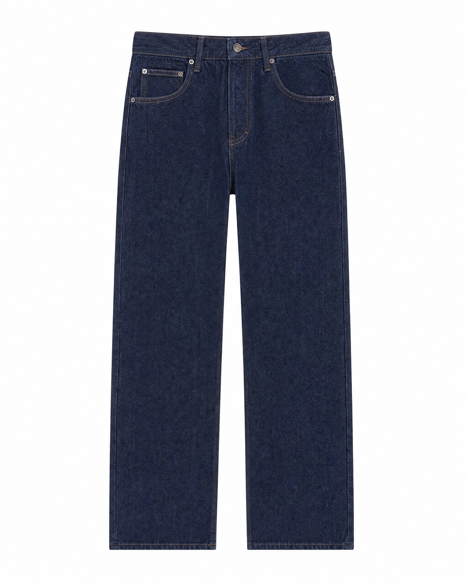 Straight-leg raw denim jeans in blue