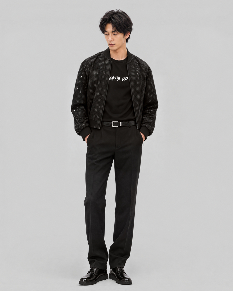 Black Teddy Jacket with Rhinestones