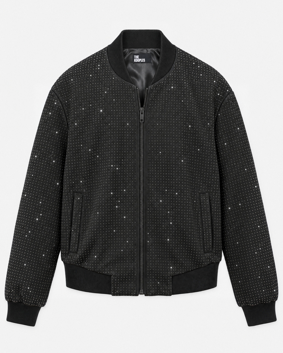 Black Teddy Jacket with Rhinestones
