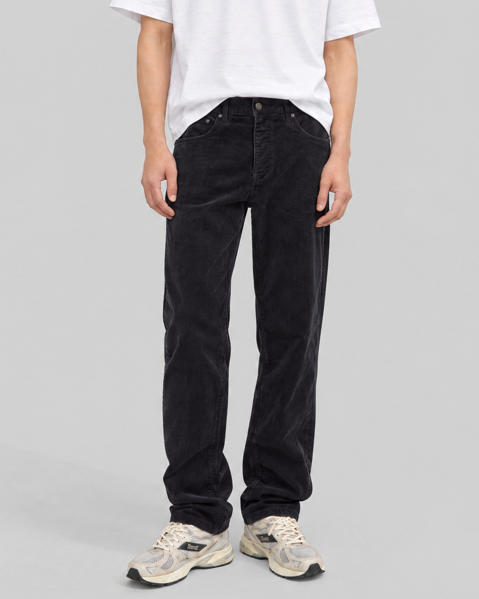 Straight-leg navy velvet jeans