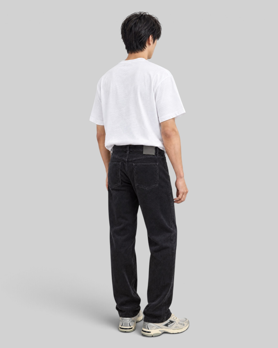 Straight-leg navy velvet jeans