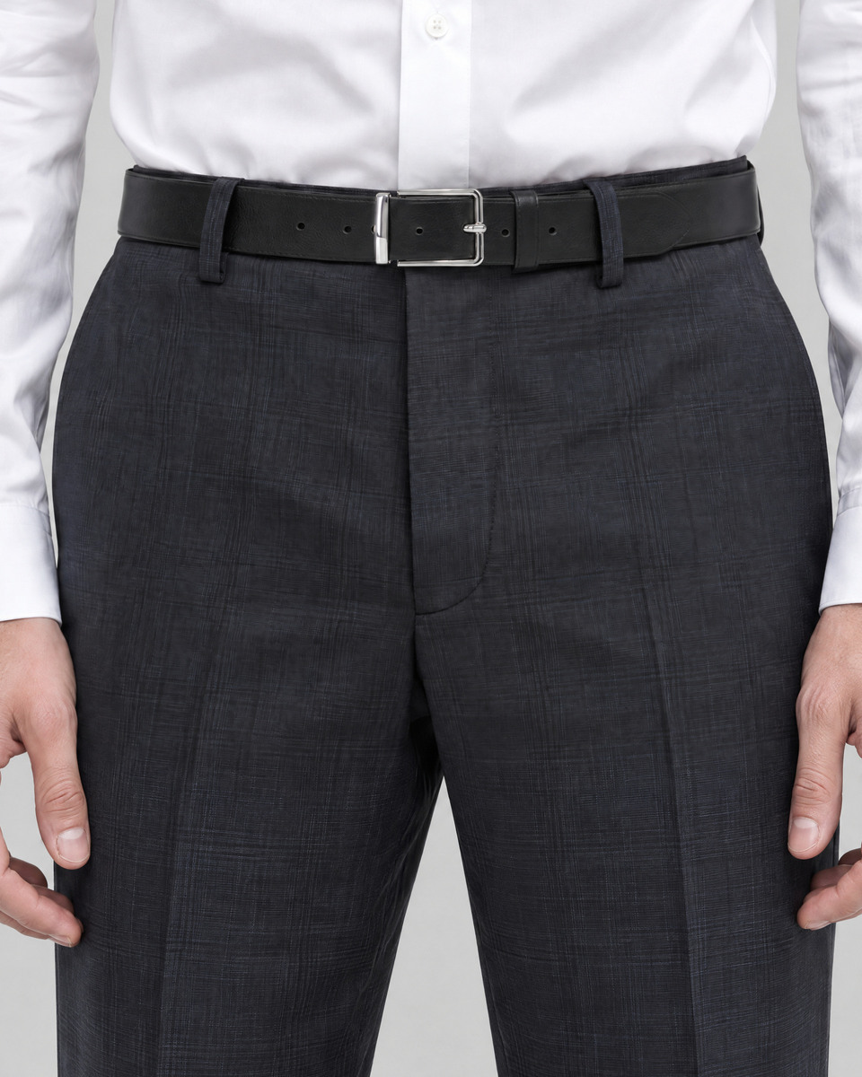 Slim-fit tartan suit pants in navy wool
