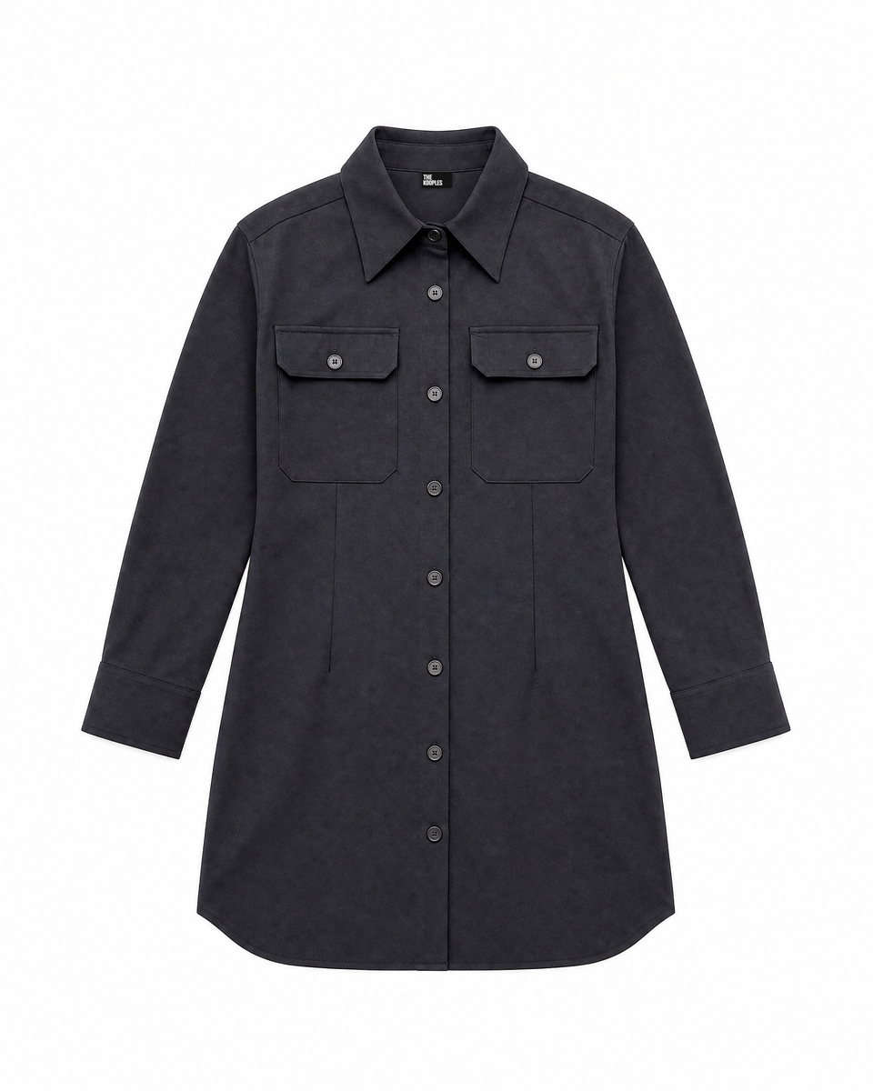 Black wool-blend mini dress