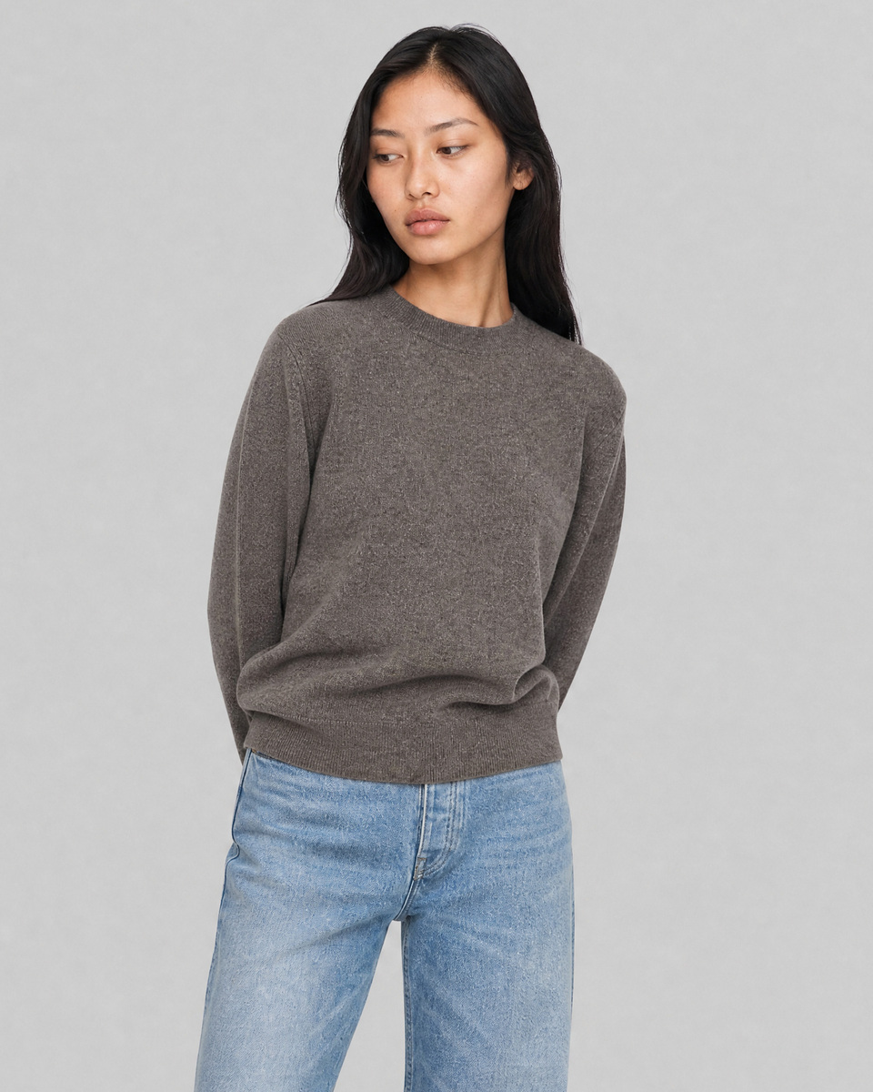 Brown merino wool and cashmere sweater