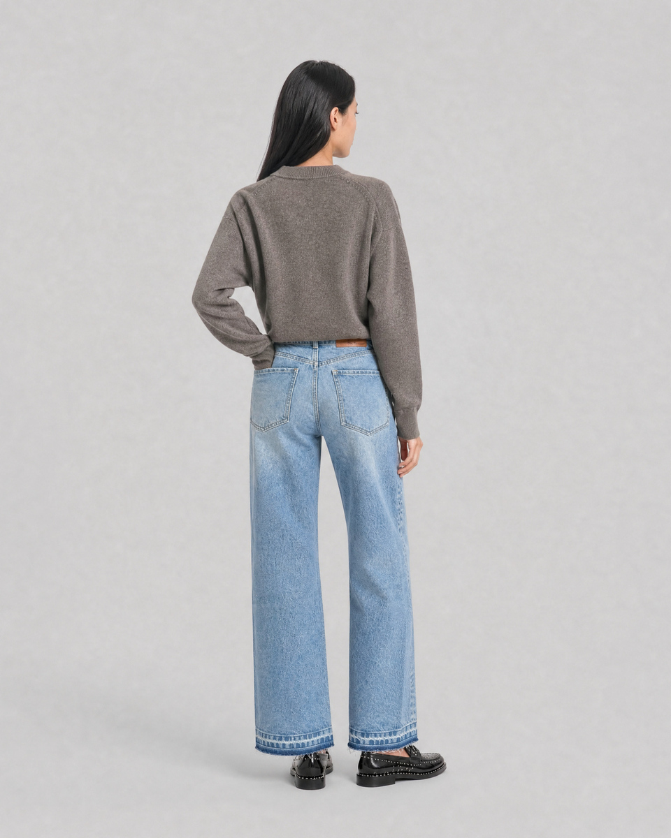 Brown merino wool and cashmere sweater