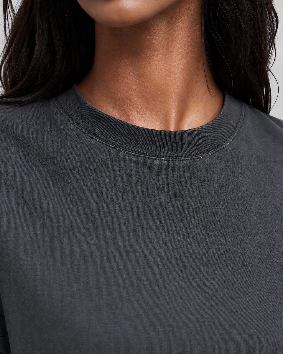 Black screen-printed T-shirt