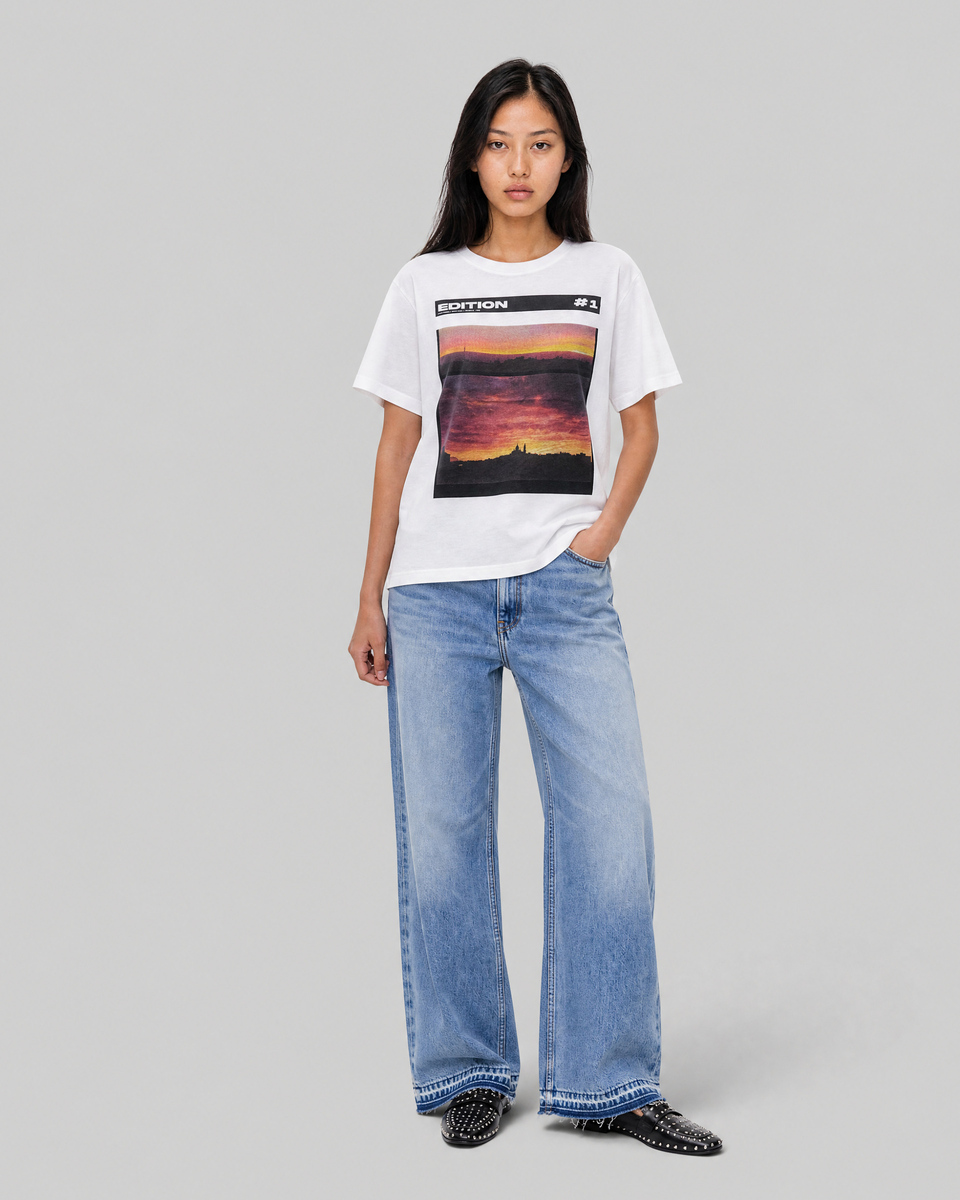 Unisex T-shirt with white screen print