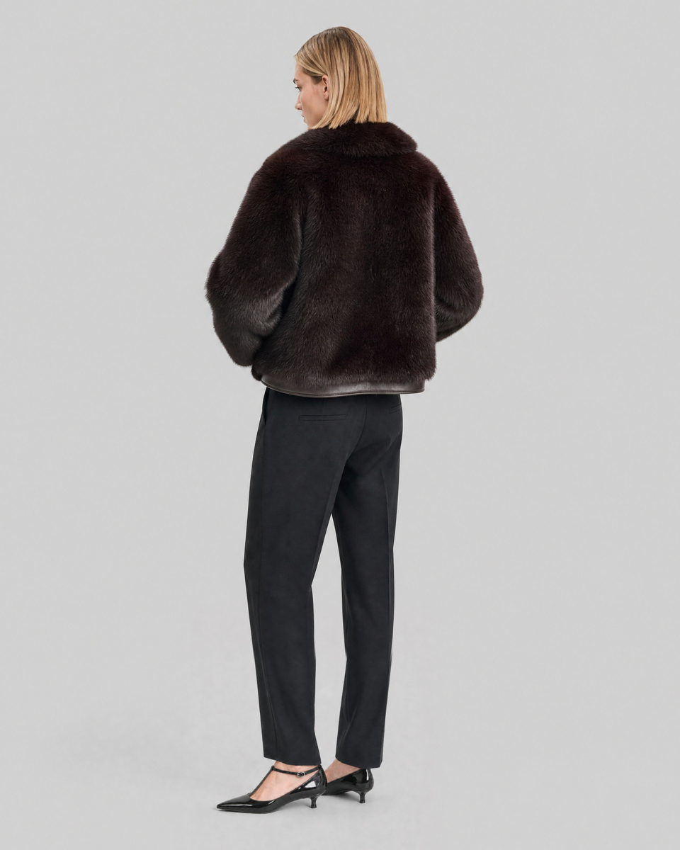 Burgundy faux fur coat