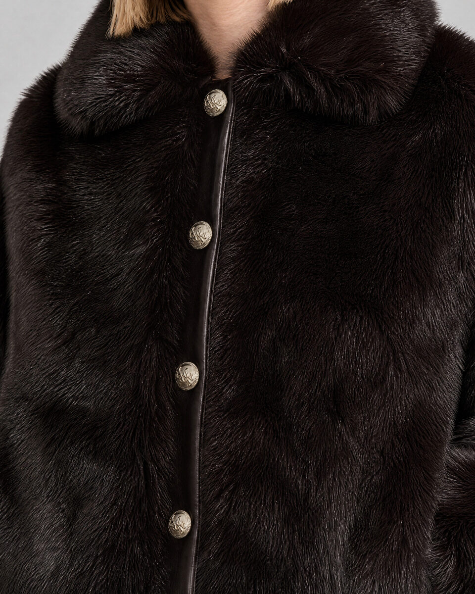 Burgundy faux fur coat