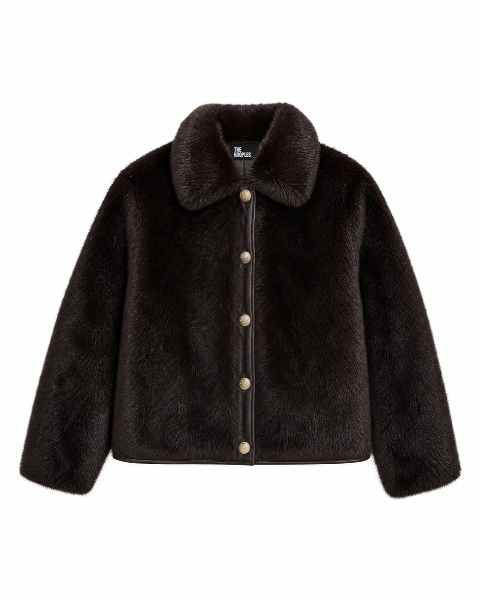 Burgundy faux fur coat