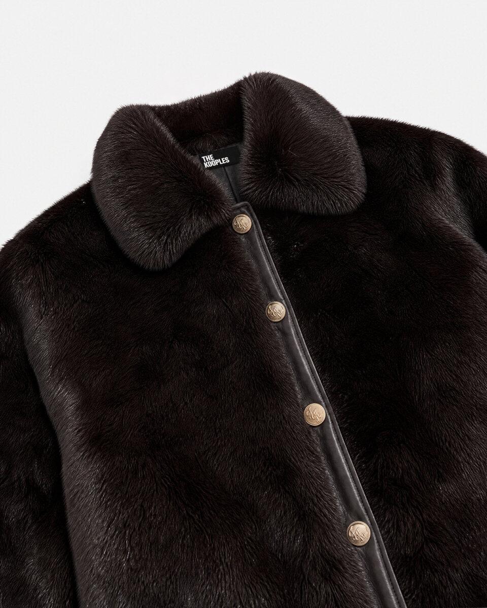 Burgundy faux fur coat