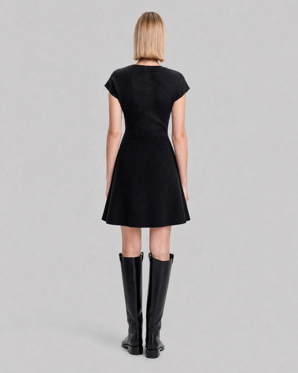 Black cropped knit dress