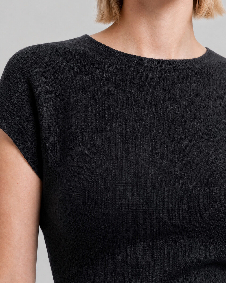 Black cropped knit dress