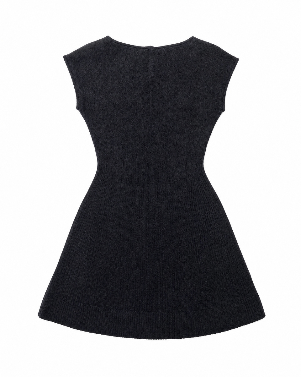 Black cropped knit dress