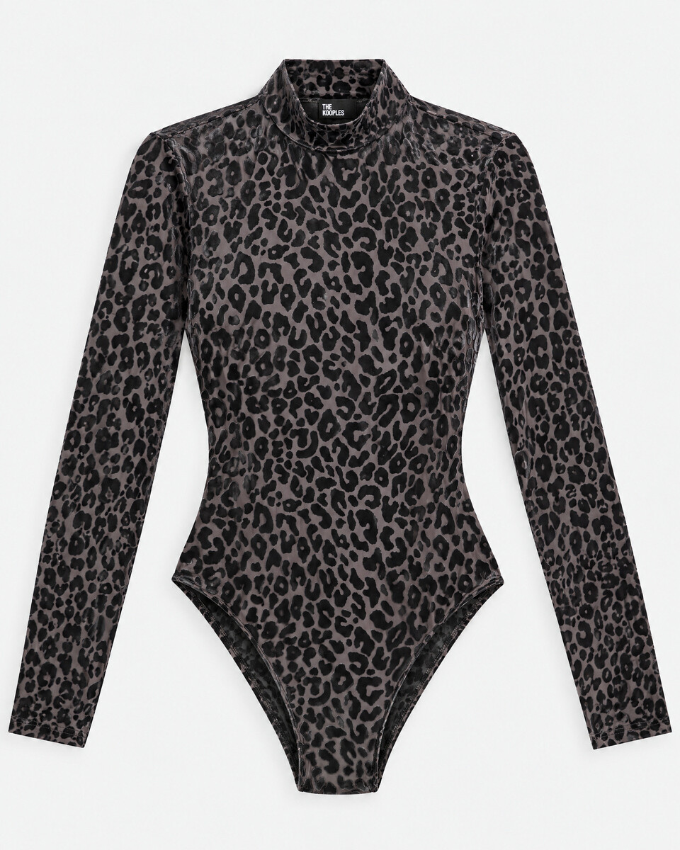 Black leopard-print bodysuit
