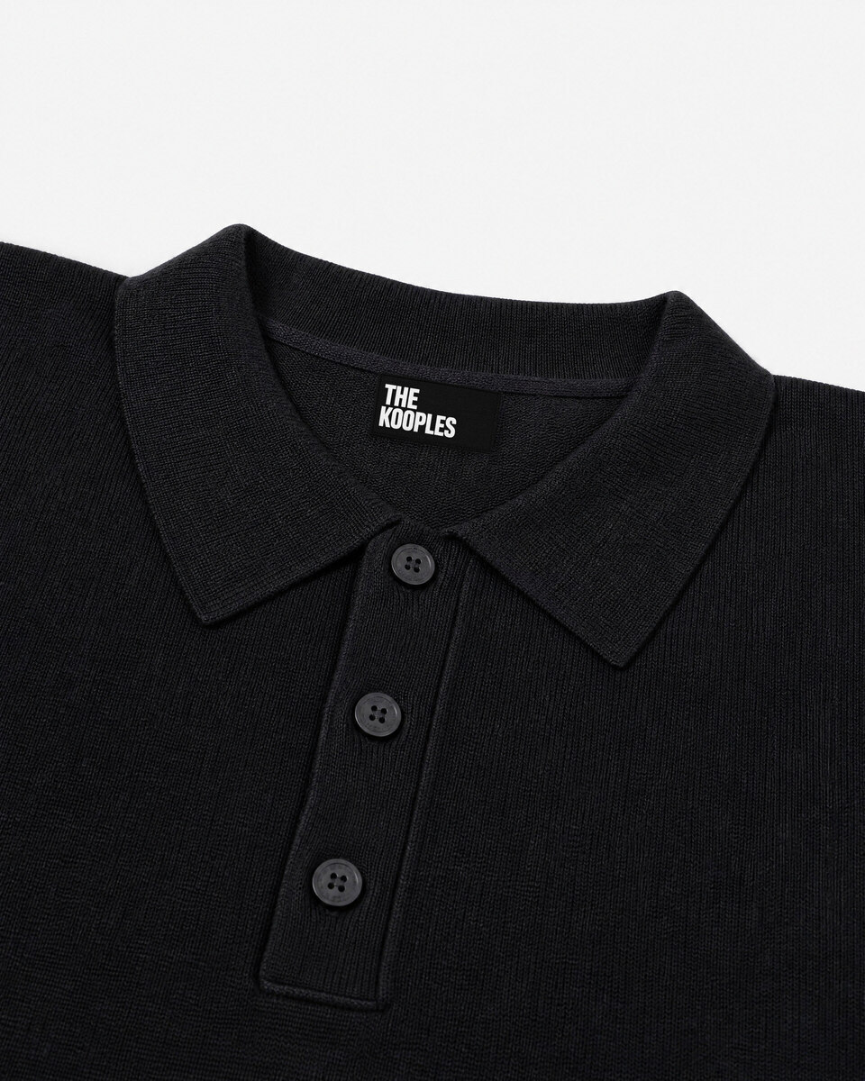 Black Merino Wool Polo Neck Sweater
