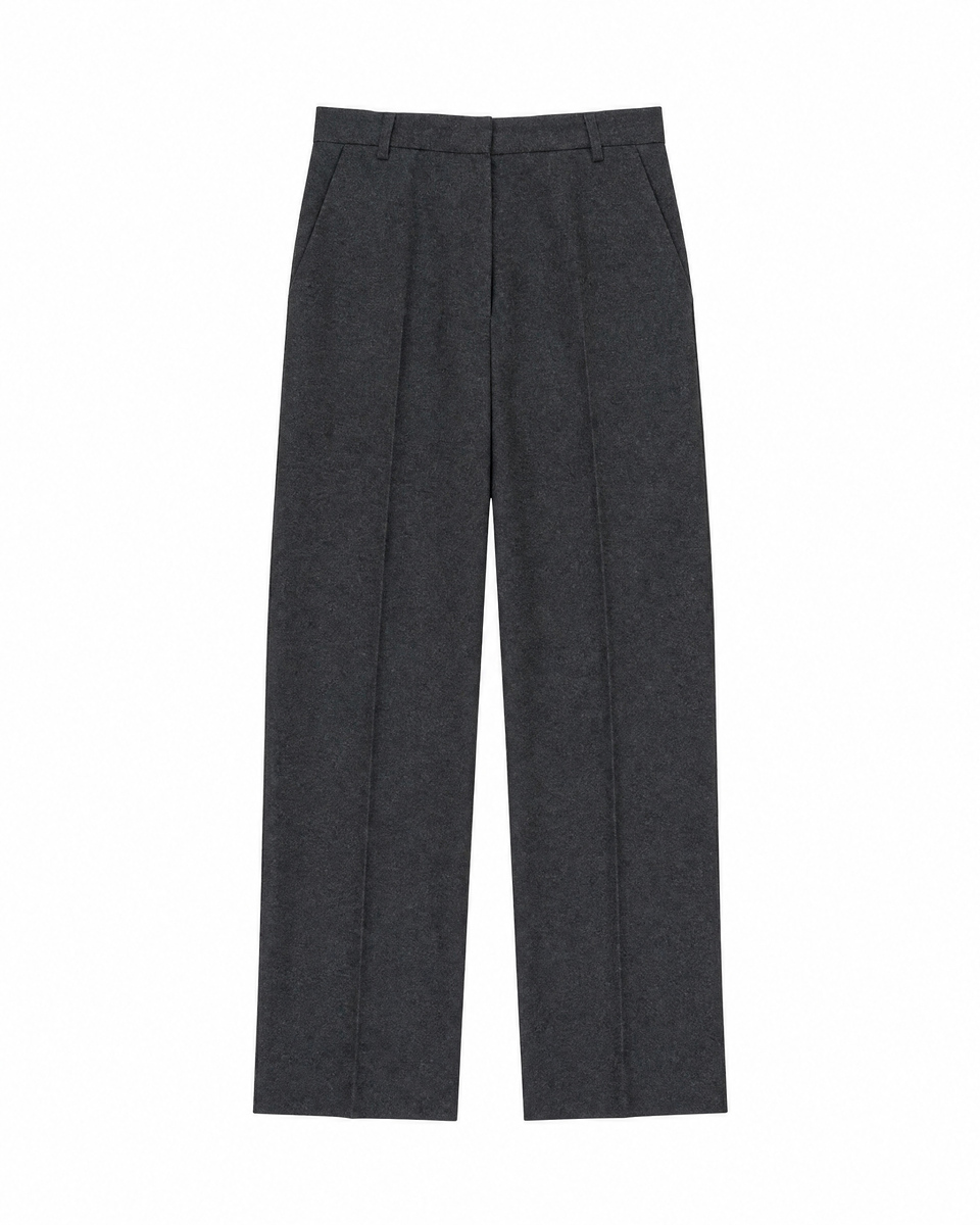 Wide-leg gray flannel pants
