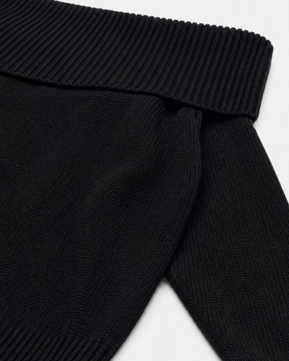Off-the-shoulder merino wool sweater
