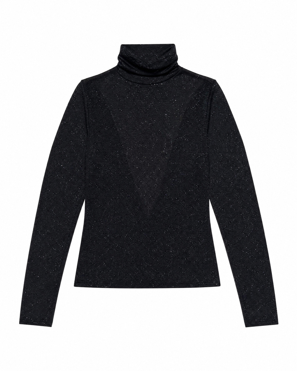 Black Rhinestone-Embellished Knit Top