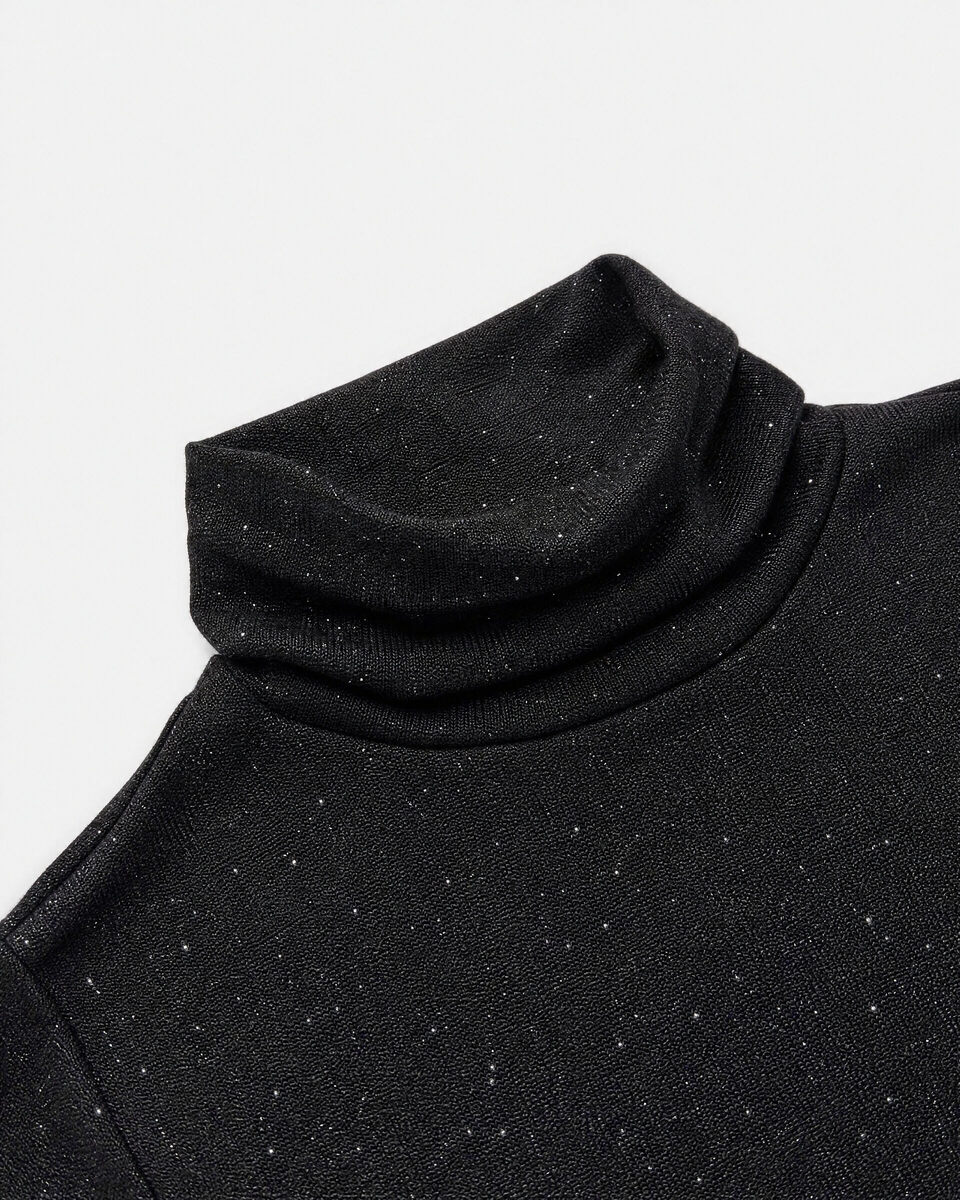 Black Rhinestone-Embellished Knit Top