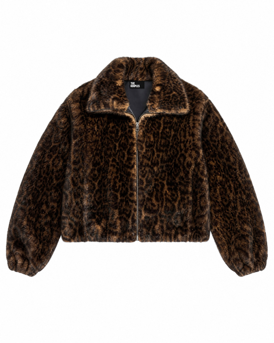 Leopard-print faux fur jacket