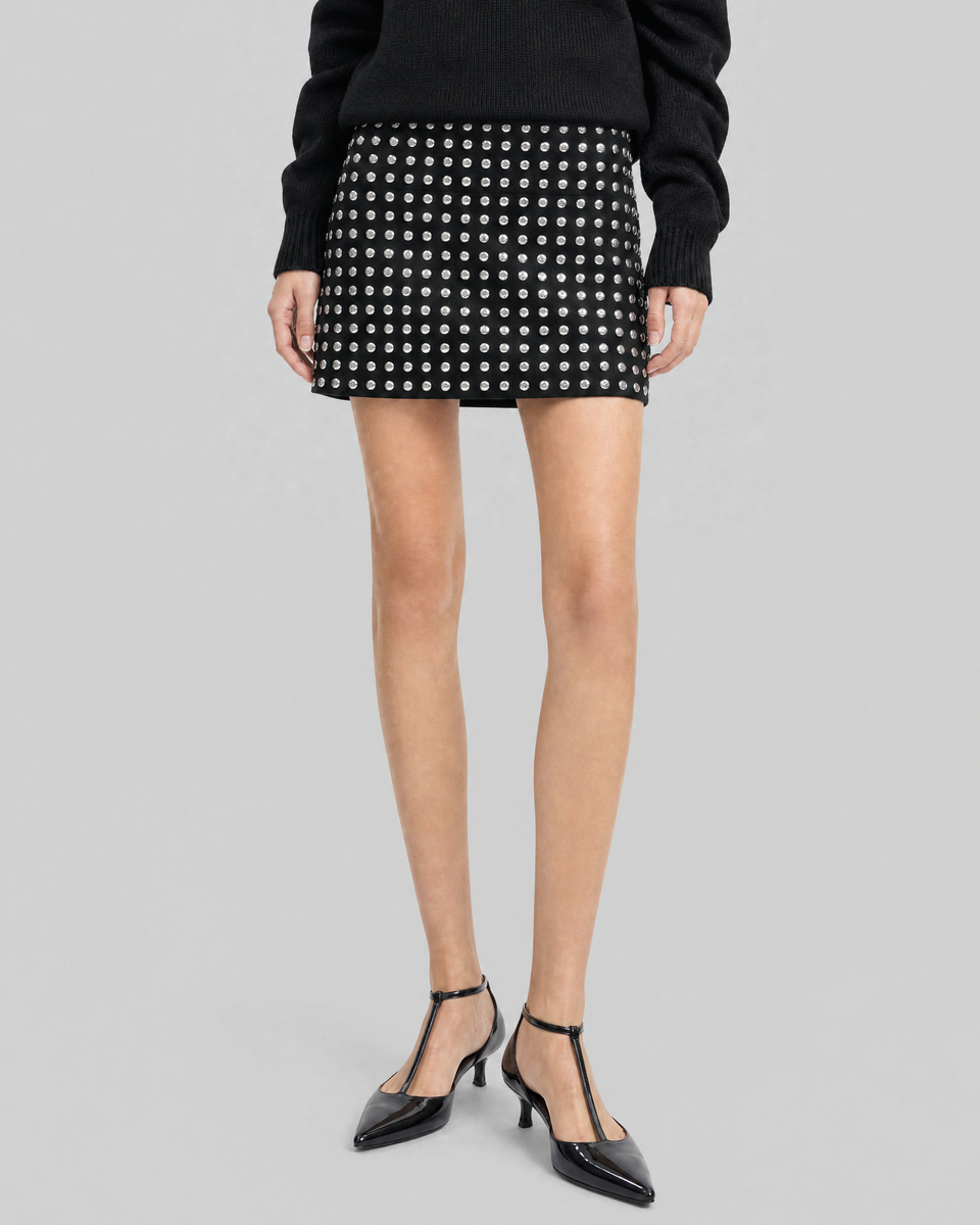 Black Short Skirt with Studs