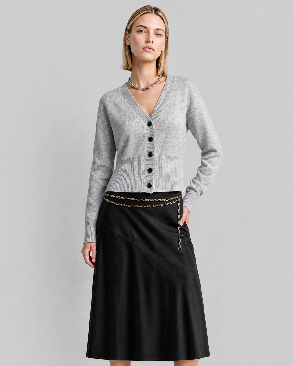 Blue Merino Wool and Cashmere Cardigan
